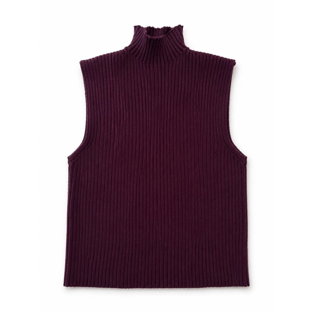 Zara Ribbed Mock Neck Sleeveless Sweater Vest Plum Purple Size M USA 8 - Picture 2 of 8
